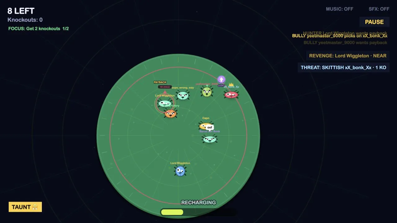 Arena shrinking, 8 left