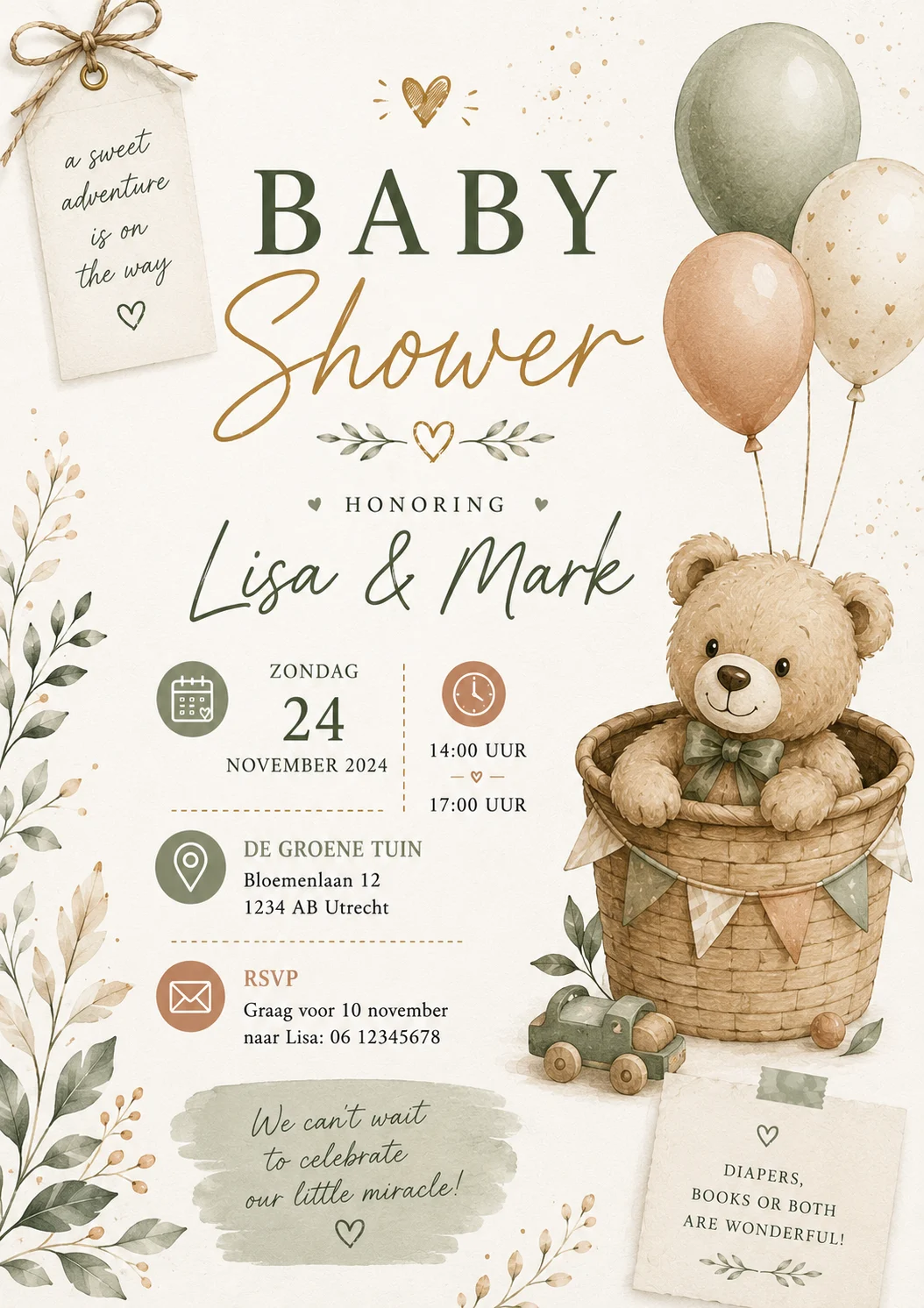 Balloon basket baby shower