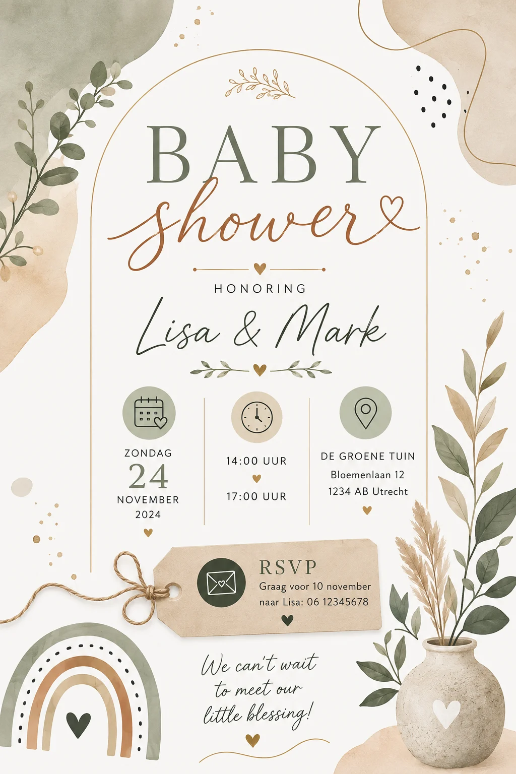 Minimal vase baby shower