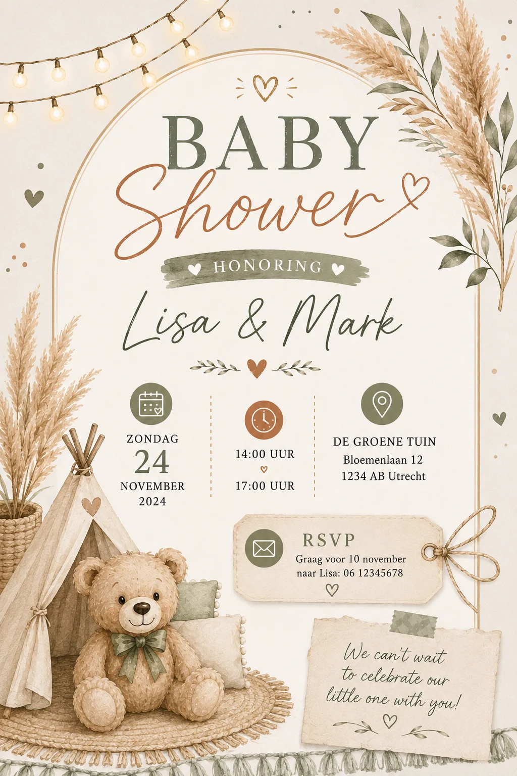 Teepee lights baby shower
