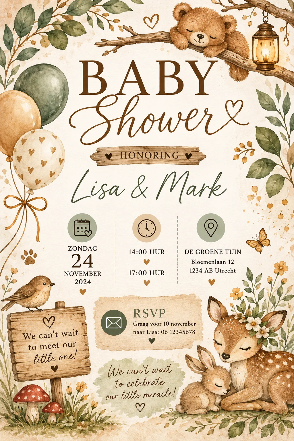 Woodland animals baby shower