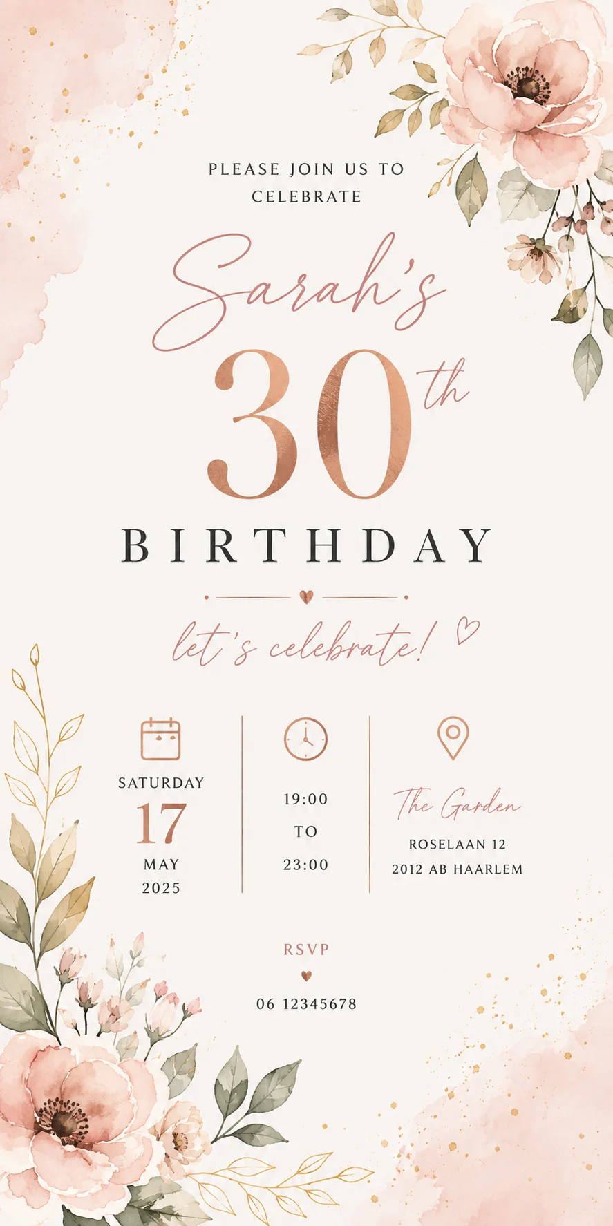 Blush floral 30th
